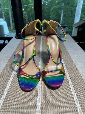 Rainbow Strappy High Heel Sandals - Multicolor Women
